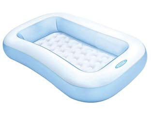 Piscina gonfiabile rettangolare +2 anni - cm.166x100x28h. - peso kg.1,80 (57403) - in vinile spessore mm.0,30, con pavimento morbido gonfiabile, capienza d'acqua lt.90, kit corredo di riparazione