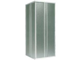 Box doccia ad angolo estensibile - 2 ante cm.68/80x180h. - a 2 ante scorrevoli, scorrimento su pattino, struttura in alluminio verniciato bianco (RAL 9010), pannelli acrilici di colore...