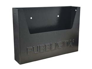 Cassetta raccogli pubblicita in metallo - cm.34x8x25,5h. colore nero - in lamiera elettrozincata, adatta per contenere reclame, destinazione interni/esterni