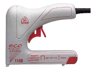 Fissatrice elettrica ekotak mod.114b - corpo in tecnopolimero, elettronica d'avanguardia, sistema di sicurezza brevettato, becco lungo, frontale antimpronta, veloce...
