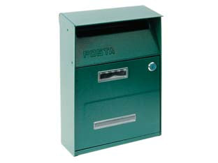 Cassetta postale portariviste per esterni verde - cm.21,5x10,5x33h. - colore verde - in lamiera zincata verniciata, con tettino, adatta per contenere riviste, dotazione 2 chiavi tipo SILCA RC5