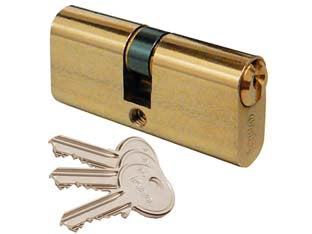 Cilindri a infilare tipo ovale 830 - mm.70 decentrato (30+40) (83003040H) - corpo in ottone con 3 chiavi in ottone nichelato a 5 spine piccole