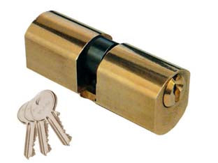 Cilindri a infilare tondi sfaccettati f5 - mm.54 ø mm.26 centrato (27x27) (842028287) - corpo in ottone con 3 chiavi in ottone nichelato