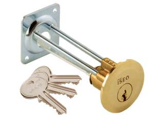 Cilindri staccati a cinque spine per serrature f5 850 - (850007H) - mm.85 è max spessore applicabile su porte, con 3 chiavi in ottone nichelato a 5 spine grandi