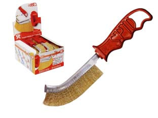 Spazzola in acciaio ottonato spid aro 30 - mm.270 manico corto, con impugnatura ergonomica in plastica, conf. in box da 24 pezzi (010)
