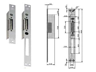 Incontro elettrico con fermo serie 6000 - frontale lungo cm.25 (6200/1) - in acciaio zincato e finitura colore argento, con vite fermo a giorno e perno antiripetitore: sganciamento permanente dopo l'...