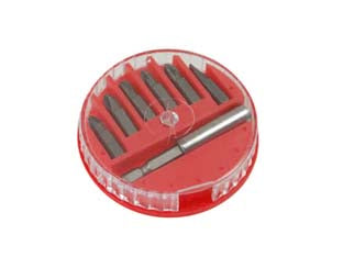 Inserti magnetici 7 pezzi in acciaio sk2 - dispenser in plastica, contiene inserti in acciaio SK2 a taglio, phillips e portainserto