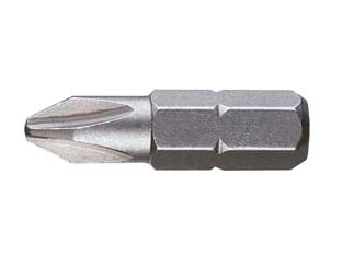 Inserti a croce phillips per avvitatori mm.25 - mm.25 PH 0 - acciaio cromo vanadium sabbiato, attacco esagonale 1/4'