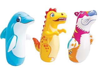 Sempreimpiedi animali gonfiabili +3 anni - peso kg.0,33 (44669) - in vinile spessore superiore mm.0,20 spessore inferiore per l'acqua mm.0,30, riempiendo la base di acqua, e gonfiando la part...