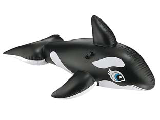 Orca gonfiabile cavalcabile +3 anni - cm.193x119 - peso kg.1,60 (58561) - in vinile spessore mm.0,30, con 2 impugnature robuste, portata max kg.40, 2 camere d'aria, kit corredo di riparazione