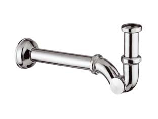 Sifone a s tappo laterale - 1' canotto ø mm.26x200 - con tappo laterale, in ottone cromato