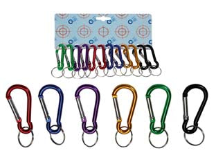 Moschettoni portachiavi in alluminio con anello - ø mm.8x80 - corpo tubolare in alluminio, su cartella da pezzi 12 colori assortiti