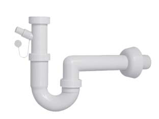 Sifone moplen a u 1 via con scarico - 1'1/2 per lavello - in polipropilene, con scarico lavatrice, lavastoviglie, tubo di scarico ø mm.40, senza piletta