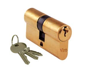 Cilindri a infilare sagomato universale 920 - mm.60 decentrato (27x33) (920.2) - corpo in ottone con 3 chiavi con profilo UNIVERSALE in ottone nichelato