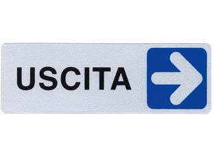 Targhetta adesiva uscita (freccia a destra) - cm.15X5h. - in PVC