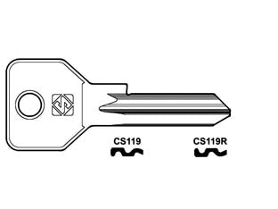 Chiavi per cilindri cisa 5 spine grandi cs119 - CS119 DX - in ottone nichelato, profilo dorsato