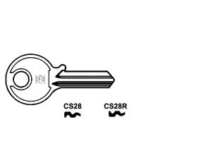 Chiavi per cilindri cisa 4 spine piccole - CS28 DX - in ottone nichelato, profilo dorsato, utilizzo principale: per lucchetti