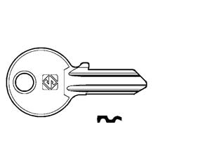 Chiavi per cilindri cisa 3 spine grandi cs4 - CS4 DX - in ottone nichelato, profilo dorsato, utilizzo principale: per serrature serranda