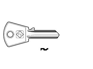 Chiavi per cilindri pc cortellezzi 4 spine piccole pc2 - PC2 DX - in ottone nichelato, utilizzo principale: blocca telefono, blocca cristalli, cilindri per mobili
