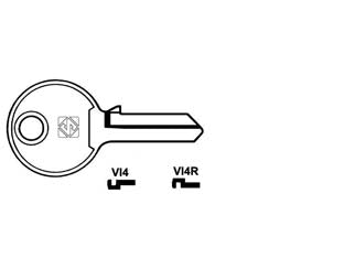 Chiavi per cilindri viro 4 spine piccole - VI4 DX - in ottone nichelato, profilo dorsato