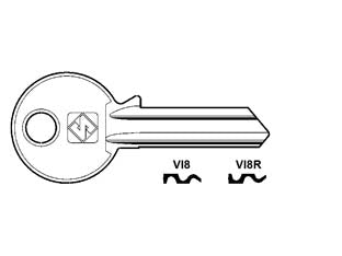 Chiavi per cilindri viro 5 spine grandi - VI8 DX - Iin ottone nichelato profilo dorsato