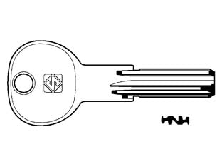 Chiavi punzonate per cilindri iseo 5+6+6 spine ie26 - IE26 - in ottone nichelato, profilo dorsato, per cilindri di sicurezza