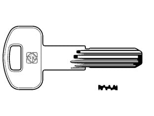 Chiavi punzonate per cilindri securemme 10 spine scm1r - SCM1R - in ottone nichelato, profilo dorsato, per cilindri di sicurezza