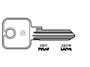 Chiavi per cilindri cisa 5 spine grandi - CS17 DX - in ottone nichelato, profilo dorsato