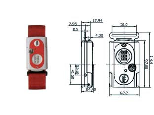Fascia per valige con combinazione e dispositivo tsa tl1 - mm.62 rosso - fascia mt.2 (YTL1/62/4/1R) - la fascia con combinazione avvolge la valigia, resistente in polypropylene lunga mt.2 si adatta a bagagli di varie misure, me...