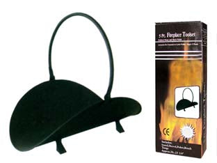 Portalegna nero con manico - cm.48 - in metallo verniciato nero