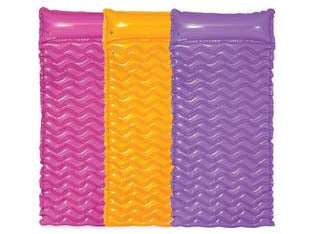 Materassino gonfiabile singolo onde - cm.229x86 - peso kg.1,30 (58807) - in vinile spessore mm.0,25, portata max kg.100, 2 camere d'aria, cuscino sagomato e motivo ad onda, colori sfumati: arancione...