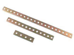 Lastrina di giunzione forata angoli dritti pesanti - mm.300x20 - in acciaio tropicalizzato, fori ø mm.6, larghezza mm.20, spessore mm.4