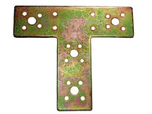 Piastra di giunzione a t - mm.160x45x100 - in acciaio tropicalizzato, fori ø mm.5-11, larghezza mm.45, spessore mm.2,5