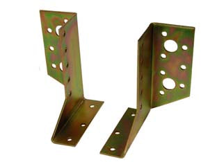Supporto aperto universale regolabile per trave - mm.22x100h. - in acciaio tropicalizzato, fori ø mm.5-13, spessore mm.2,2