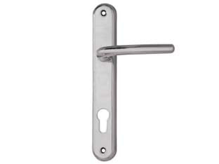 Maniglia vega con placca foro yale in zama finit. ott. cromo satinato - mm.90 foro yale - quadro maniglia mm.8