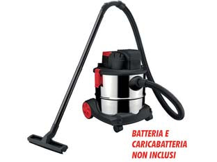 Aspirapolvere lt.20 a batteria 18v only1 - BATTERIA E CARICABATTERIA NON INCLUSI, adatto per solidi e liquidi , capacità lt.20, motore 150W, aspirazione =10kpa, flusso...