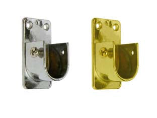 Reggitubo laterale ovale per armadio - mm.15x30, oro lucido - in zama, con vite di fissaggio