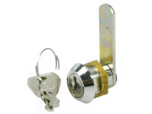 Cilindri a leva per armadietti 151 - mm.15 finitura cromata - ø mm.16, fissaggio con dado e levetta zincata applicata, cilindro a lamelle con 2 chiavi