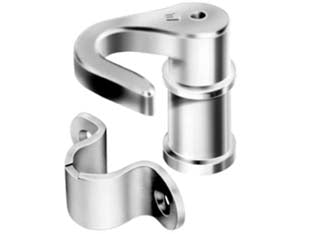 Kit accessori per serrature ad aste rotanti - in zama nichelata (art.OGRA 875BBN) - kit composto da n.2 ganci, n.2 cavallotti, n.2 perni