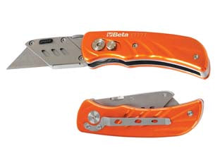 Cutter serramanico art.1777/t - lama trapezoidale, impugnatura in alluminio, fornito con 5 lame di ricambio