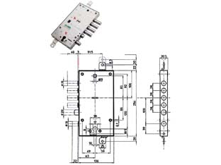 Serratura tripl. applic. multif. scr. cil. eu. + d/mappa blind. 54597 - mm.60 DX (54597ROMD36) - 4 mandate, scatola in acciaio zincato, catenacci a pistoni in acciaio cromato, dotazione: 3 chiavi, 1 mostrina interna, 1 mos...