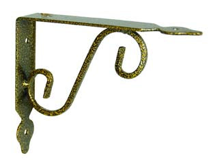Mensole ornamentali brackets extra strong nero/oro - mm.325x30x265h. (13'x11') - in ferro battuto verniciato nero/oro