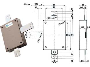 Deviatore applicare per serrature quintuplici serie 38 96145 - per serie 38 (96145) - scatola in acciaio verniciato, aste non comprese