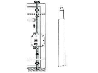 Asta telescopica curva per serratura triplice 91-01 - ø mm.18 (91-01) - in acciaio verniciato con finale cementato, regolabile: 1 da cm.80/125, 1 da cm.90/135