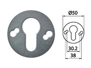 Spessore defender 315d - ø mm.50, spessore mm.2, interfori mm.30,2/38 - in acciaio zincato, foro yale