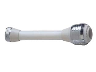 Rompigetto lungo a vite con doccetta cm.15 - cannuccia in plastica bianca, filettato 22x1F, doccetta e aeratore cromati