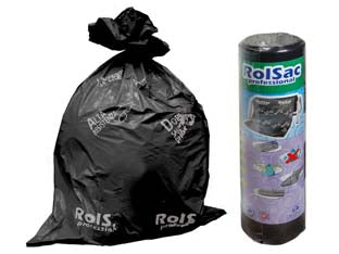 Sacco condominiale professionale in rotolo nero - cm.75x110 in rotolo da pz.20 - peso rt gr.1500 - fondo piatto, antigoccia, alta resistenza, doppia saldatura in fondo, prodotto con anima, utile e pratico da fissare al carre...