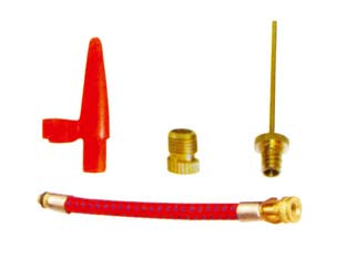 Adattatori per pompe e gonfiatori - set 4 pezzi assortiti: 1 tubo flessibile attacco filettato maschio/femmina + 1 spillo per palloni + 1 riduzione per bici + 1 ...