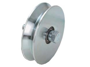 Ruota cancelli gola v con 2 cuscinetti a sfera art.407 - ø mm.140x32 - portata Kg.550 - gola V 92° - in acciaio zincocromato