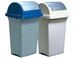 Bidone con coperchio basculante lt.50 - cm.43x39x76h. - colore bianco - in plastica